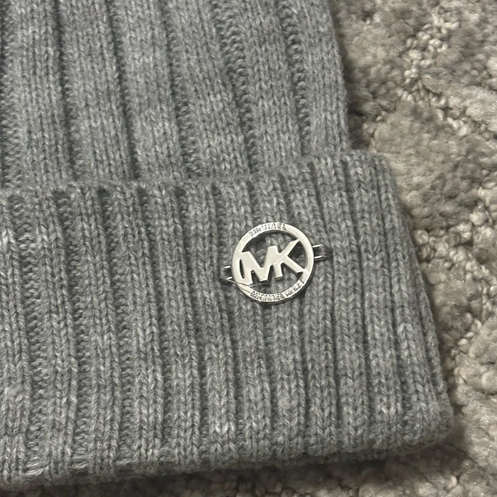 Michael Kors Charcoal Knit Beanie with Pom